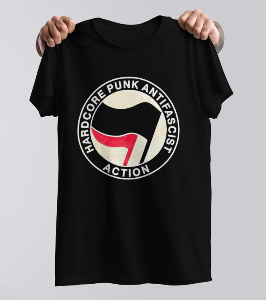 Hardcore Punk Antifascist Action Red Flag T-Shirt