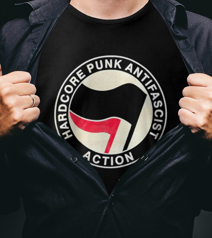 Hardcore Punk Antifascist Action Red Flag T-Shirt