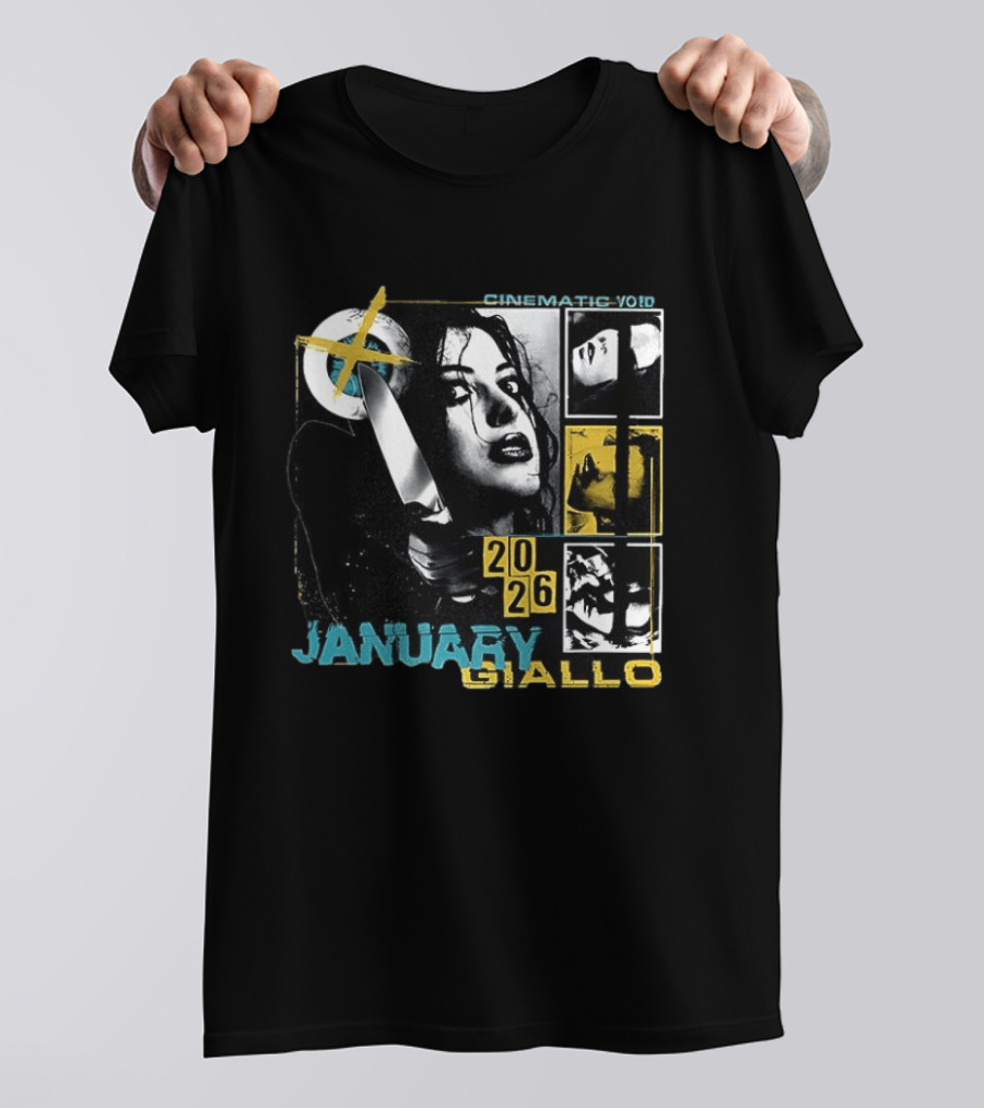 Cinematic Void January Giallo 2026 Knife Black And Yellow T-Shirt