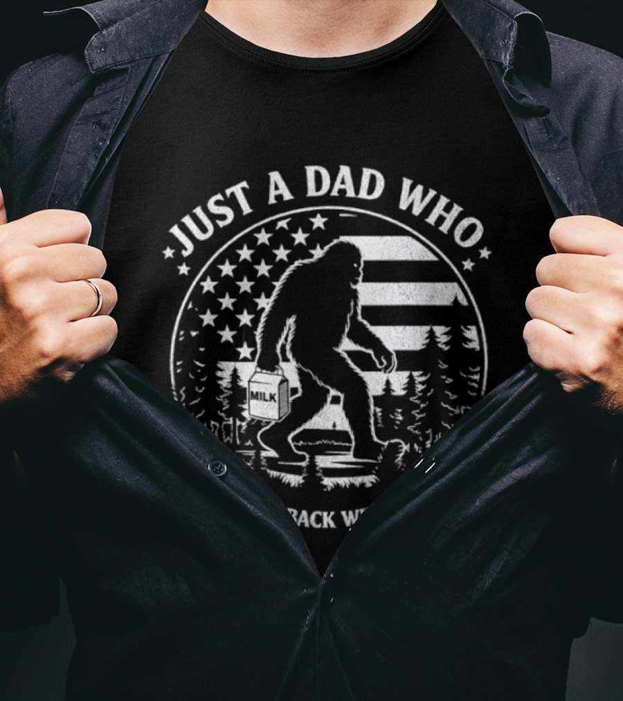 Bigfoot Dad Always Came Back With The Milk Retro Forest Stars T-Shirt