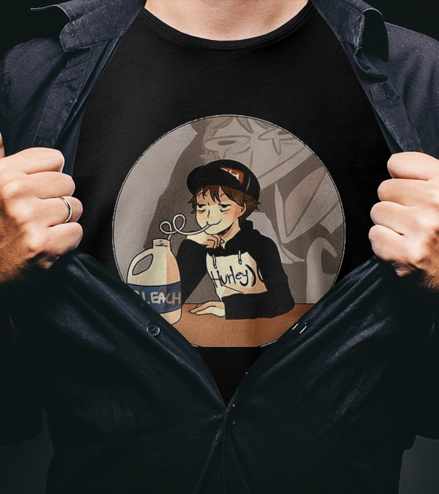 Leafy Hurley Drinking Bleach Meme Gaming Dark Light T-Shirt