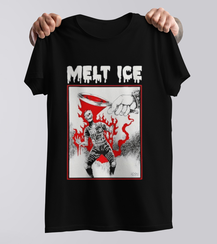 Melt Ice Skeleton Magnifying Glass Scene T-Shirt