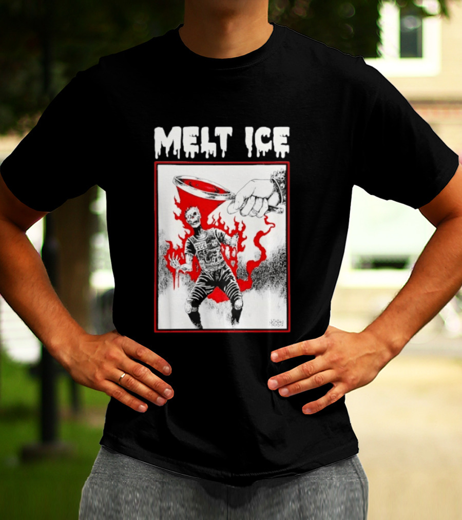 Melt Ice Skeleton Magnifying Glass Scene T-Shirt
