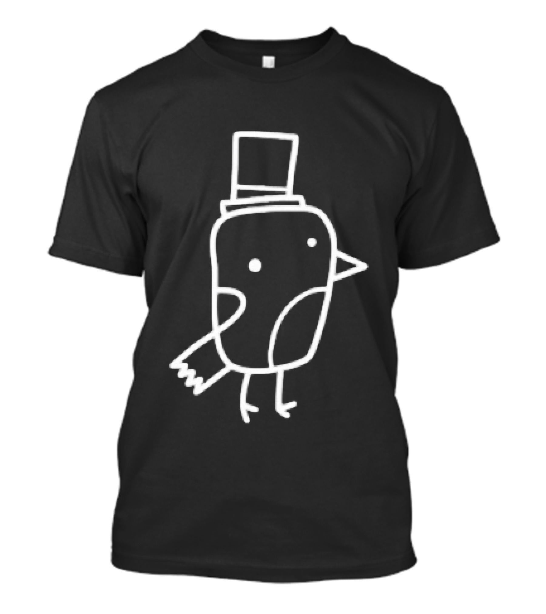 Minimalist Line Art Gentleman Bird Doodle Top Hat T-Shirt