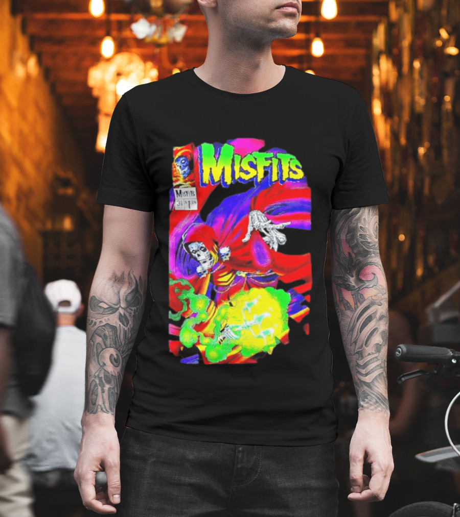 Misfits Hell Fiend Spawn 31 Fiend Skull Cloak Neon T-Shirt