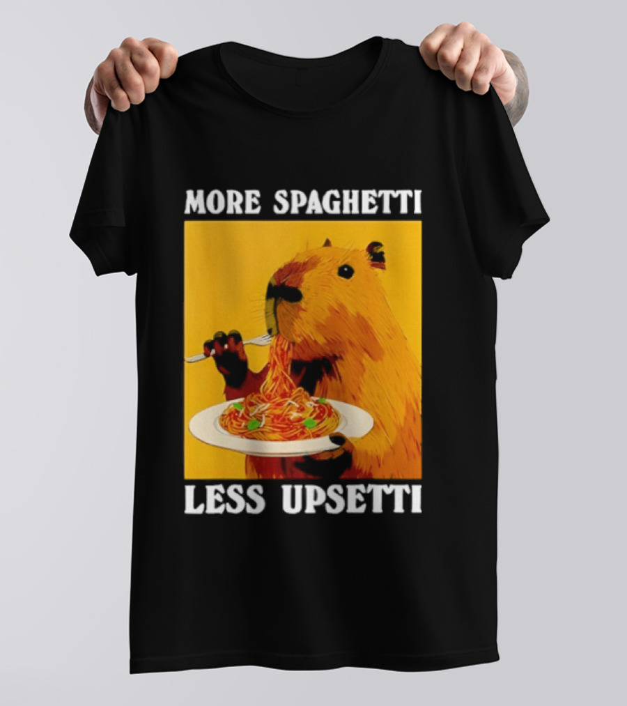 More Spaghetti Less Upsetti Capybara Eating Pasta Plate T-Shirt