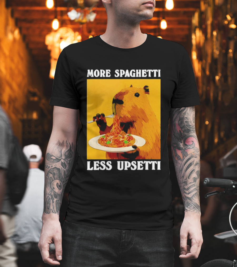 More Spaghetti Less Upsetti Capybara Eating Pasta Plate T-Shirt