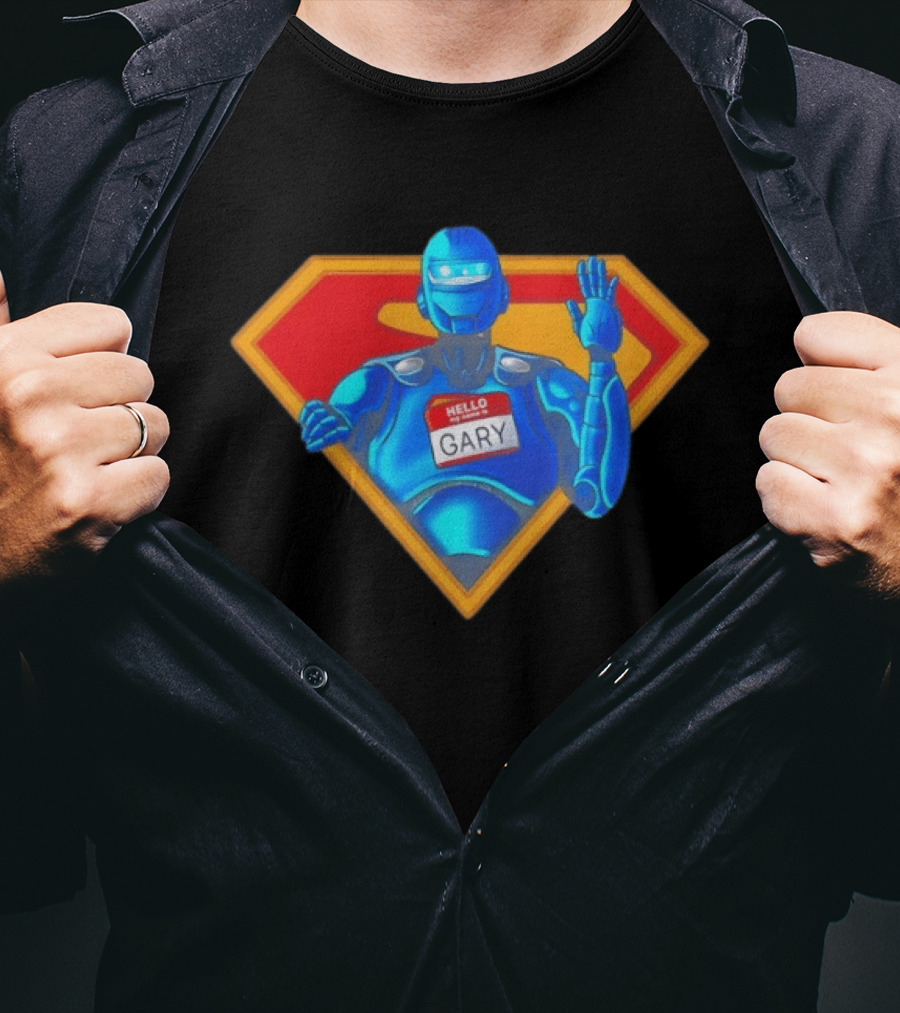 Gary Robot Superman Parody With Nametag T-Shirt