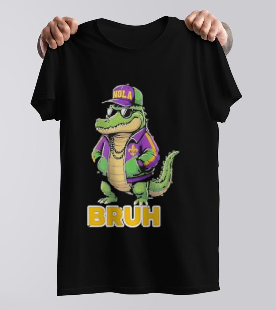 New Orleans Alligator Nola Bruh Mardi Gras Party Vibe T-Shirt