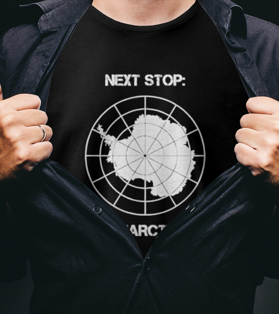 Next Stop Antarctica Map Outline Adventure T-Shirt