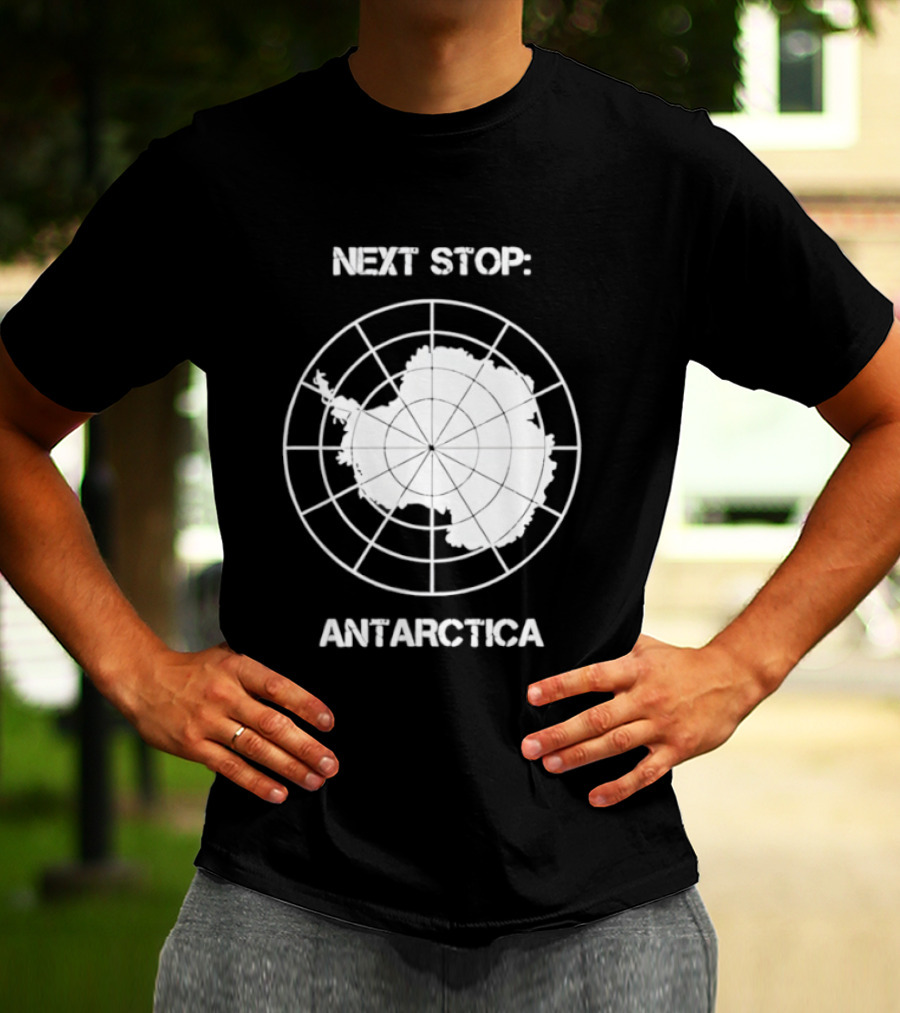 Next Stop Antarctica Map Outline Adventure T-Shirt