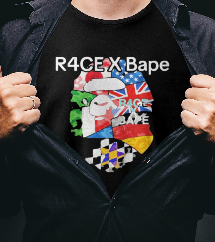 R4CE X Bape International Flags Collaboration T-Shirt