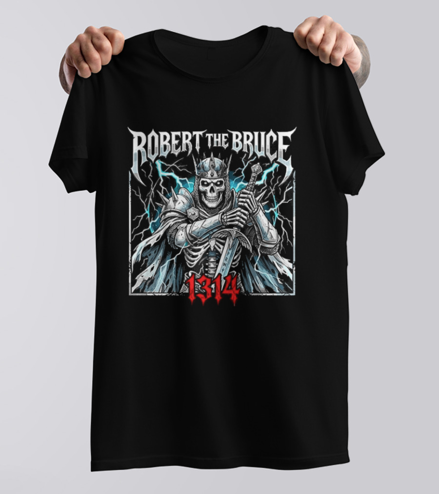Robert The Bruce 1314 Scottish King Lightning Battle Scene T-Shirt