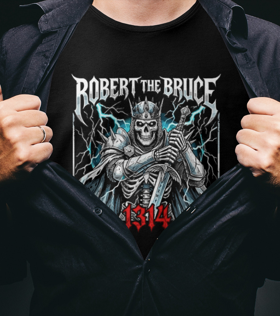 Robert The Bruce 1314 Scottish King Lightning Battle Scene T-Shirt