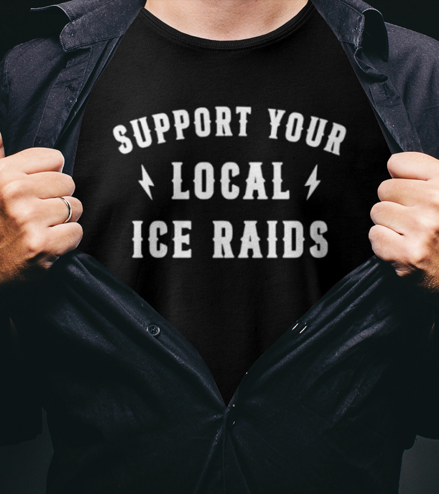 Support Your Local Ice Raids Lightning Bolt T-Shirt