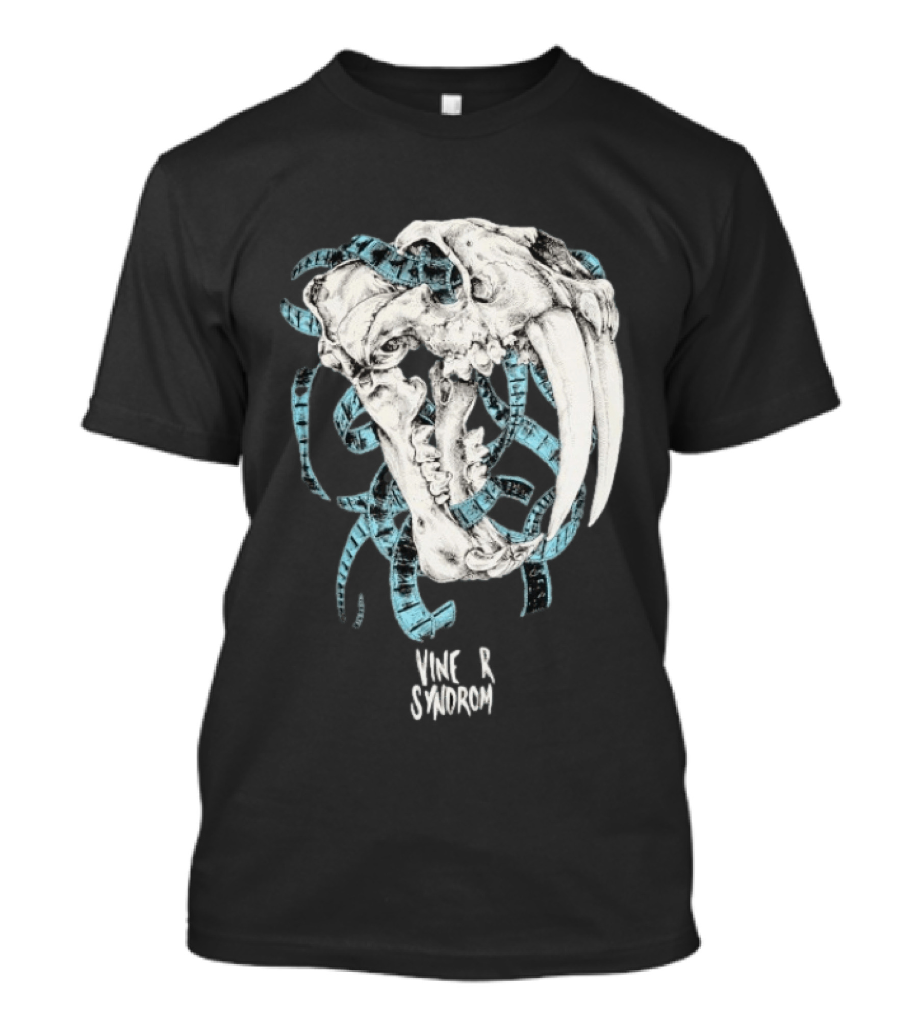 Vinegar Syndrome Saber Toothed Tiger Skull Vintage Film Reel T-Shirt