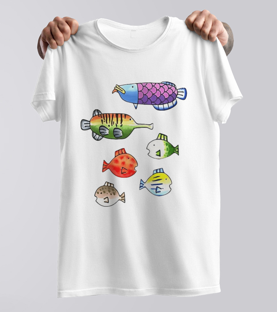 Fishing Wii Party Play Fish Species Video Game Colorful Fish T-Shirt