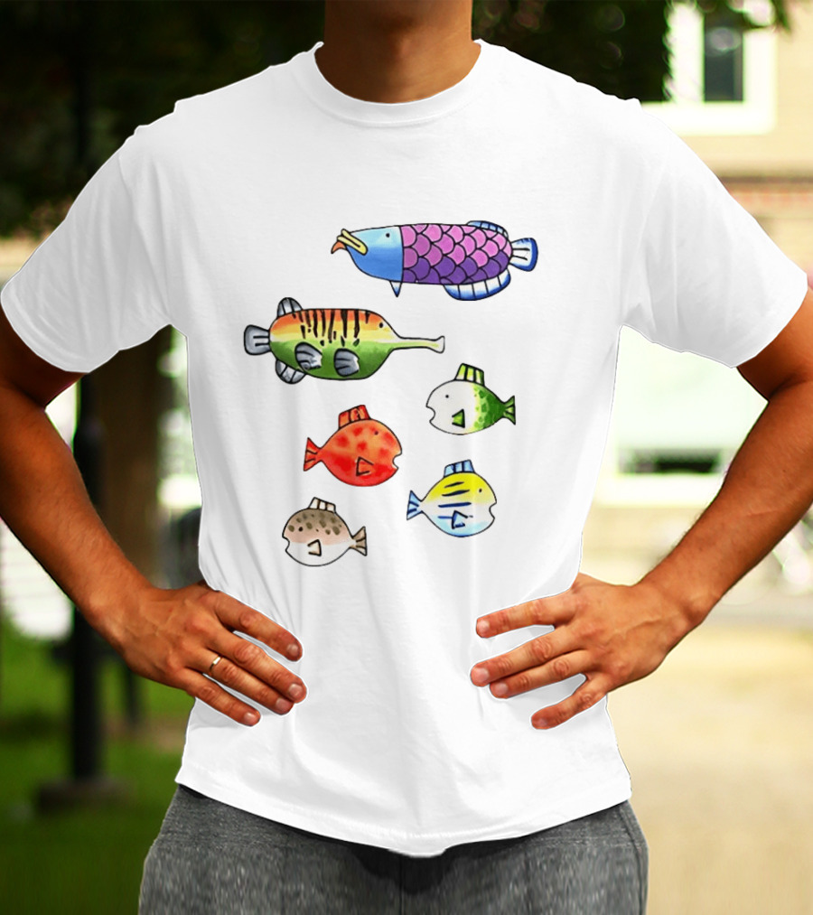 Fishing Wii Party Play Fish Species Video Game Colorful Fish T-Shirt