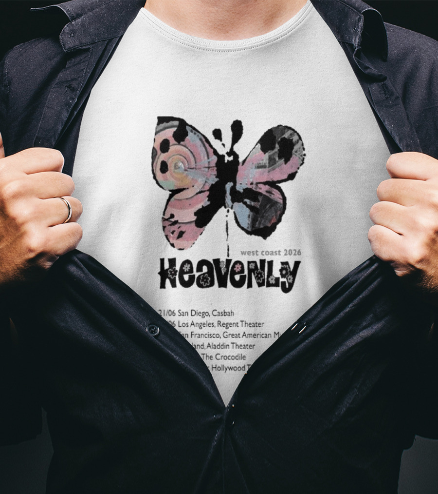 Heavenly 2026 West Coast Tour San Diego Los Angeles San Francisco Portland Seattle Vancouver T-Shirt