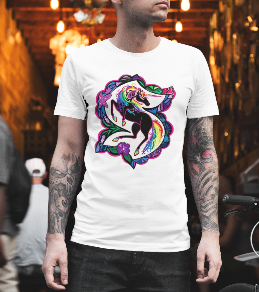 Seattle Kraken Unicorn Pride Rainbow Floral T-Shirt