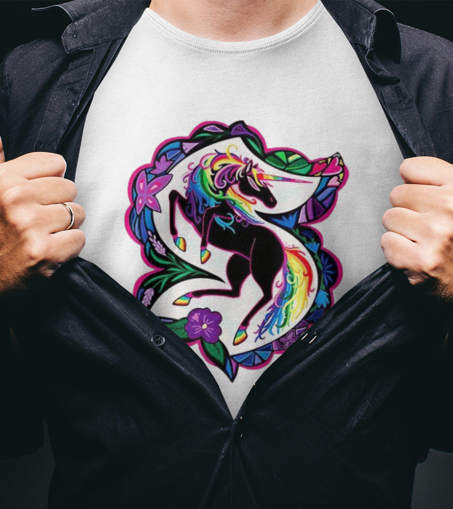Seattle Kraken Unicorn Pride Rainbow Floral T-Shirt