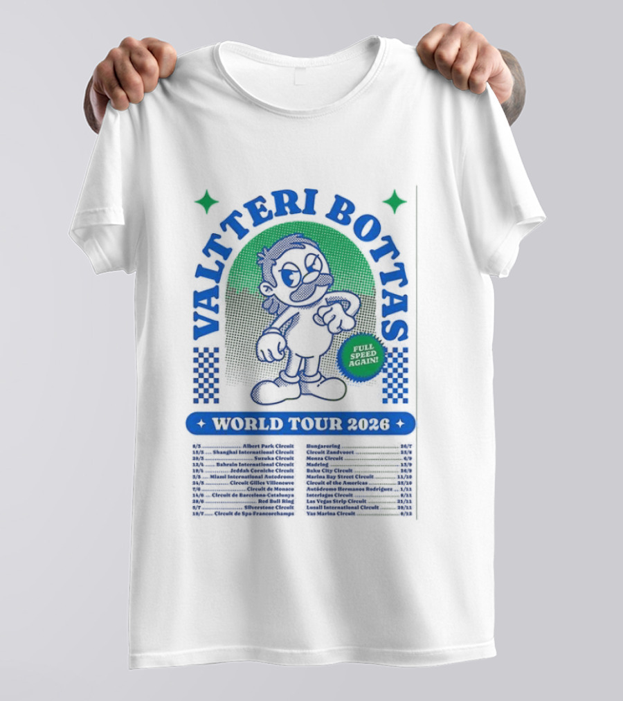 Valtteri Bottas World Tour 2026 Full Speed Again Racing T-Shirt