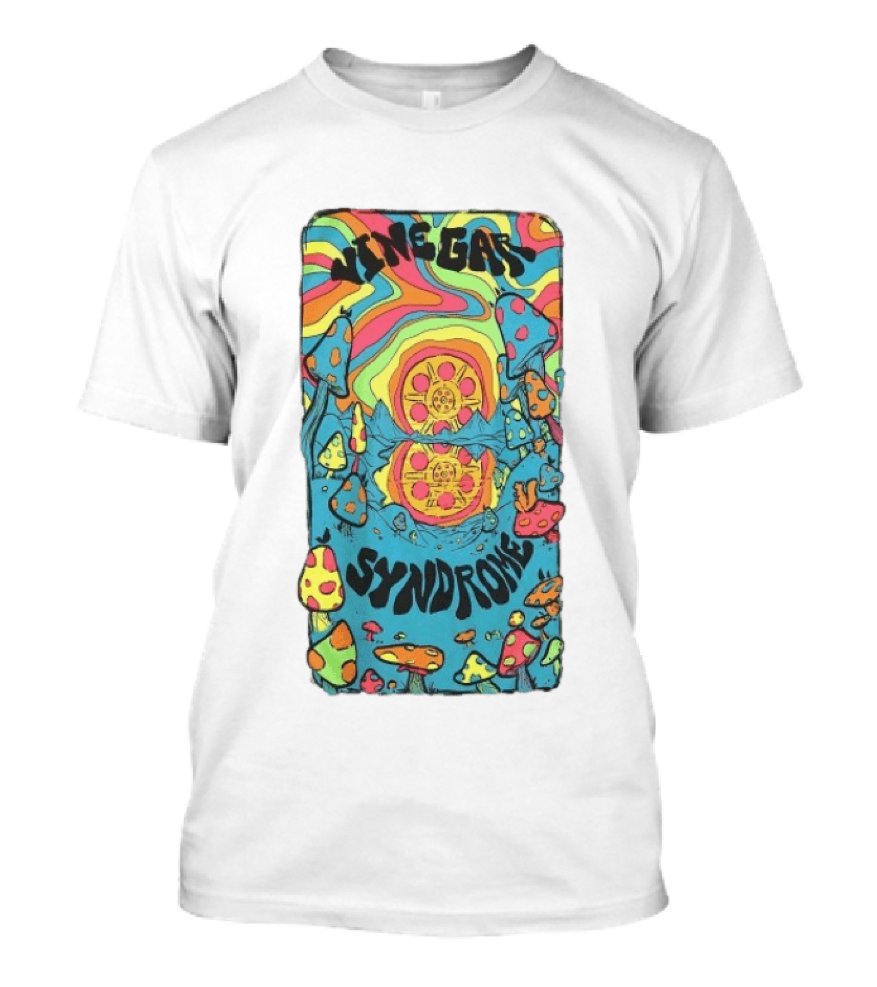 Vinegar Syndrome Shroomland Psychedelic Sun Variant Trippy Mushrooms T-Shirt