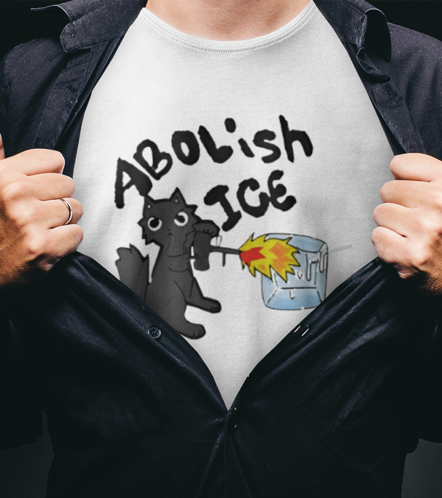 Abolish Ice Cat Torch Melting Cube T-Shirt
