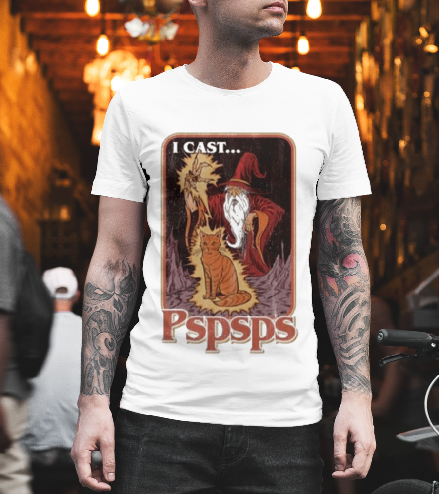 I Cast Pspsps Wizard Mystical Cat Aidan Wachter T-Shirt