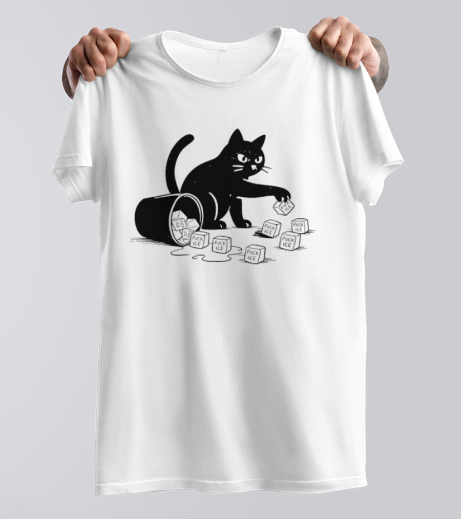 Black Cat Anti Trump Fuck Ice T-Shirt