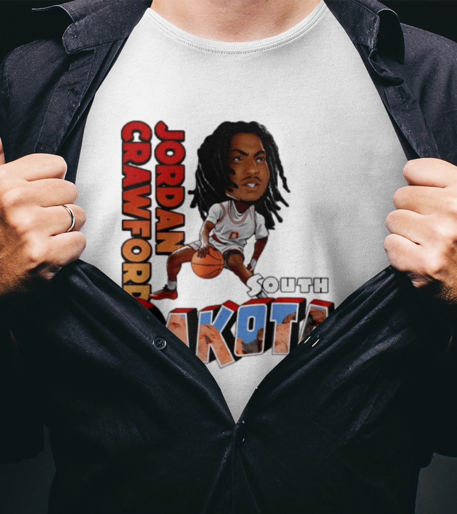 Jordan Crawford South Dakota Basketball Player Cartoon Sports T-Shirt
