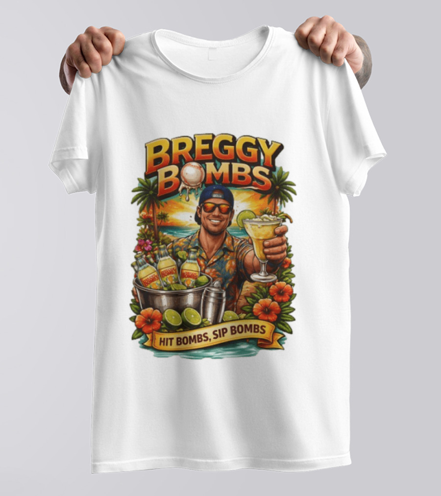 Breggy Bombs Hit Bombs Sip Bombs Tropical Cocktail Vibes T-Shirt