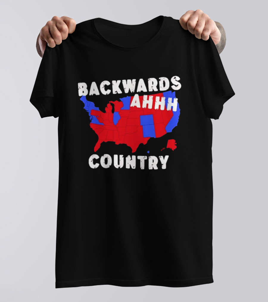 Backwards Ahhh Country State Map USA T-Shirt