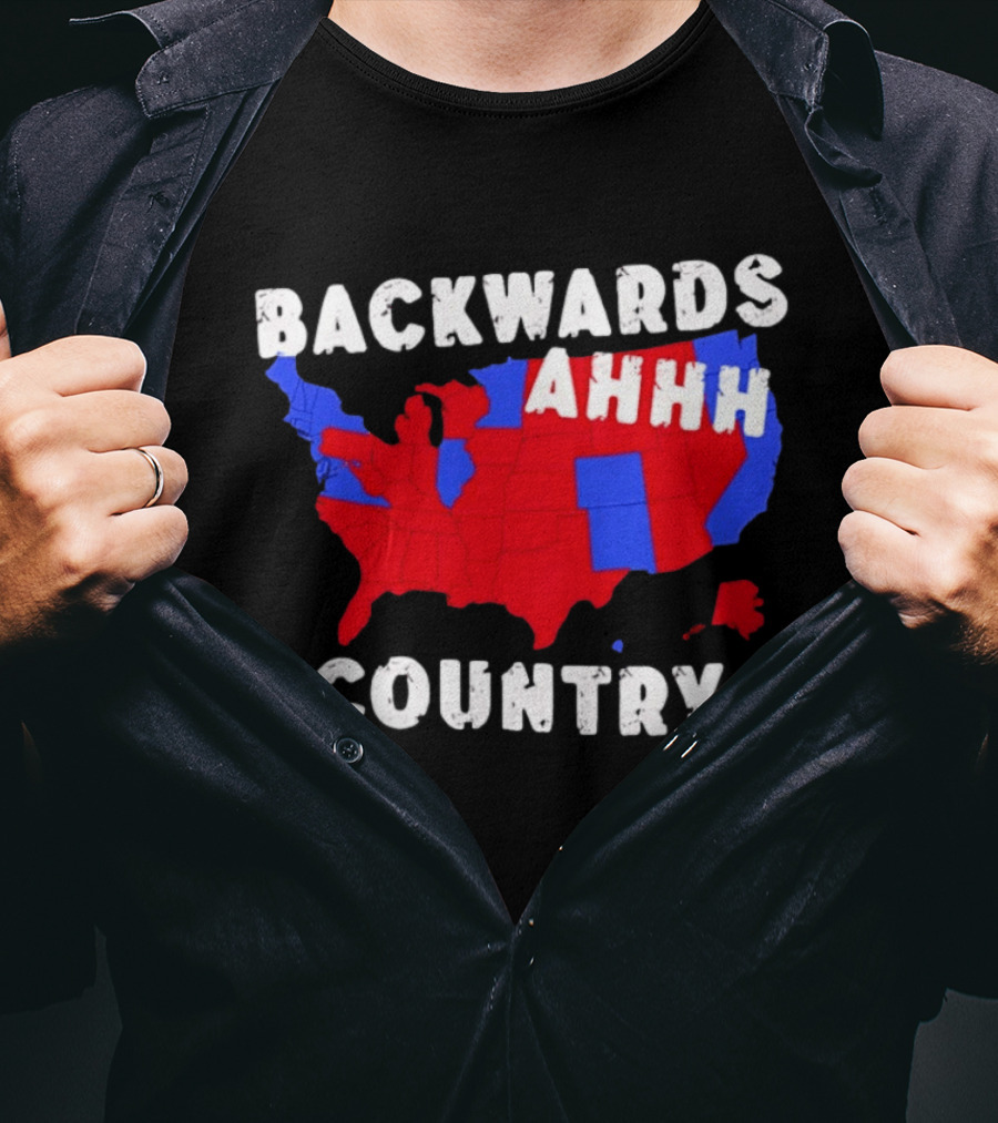 Backwards Ahhh Country State Map USA T-Shirt