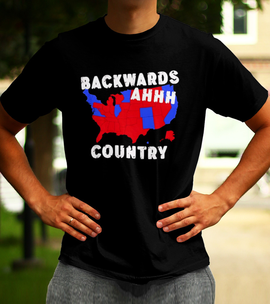Backwards Ahhh Country State Map USA T-Shirt