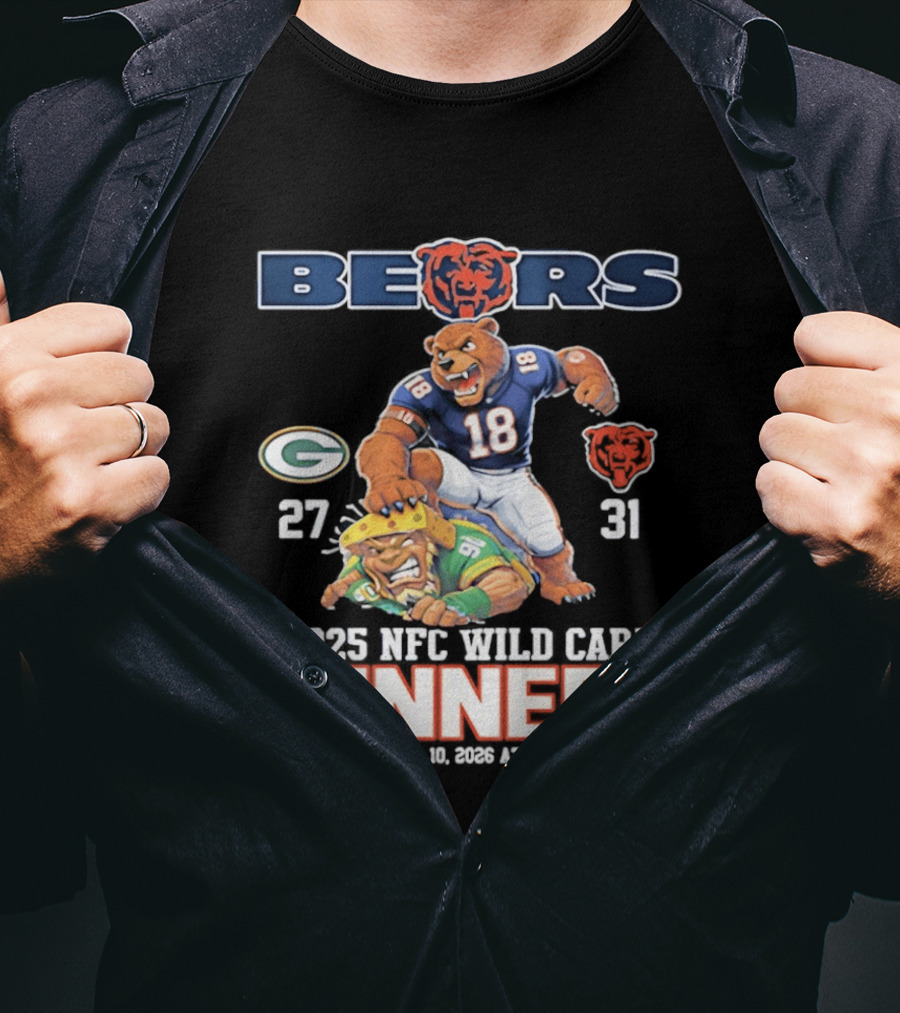 Bears 2025 NFC Wild Card Winners January 14 Soldier Field Packers 27 Bears 31 T-Shirt
