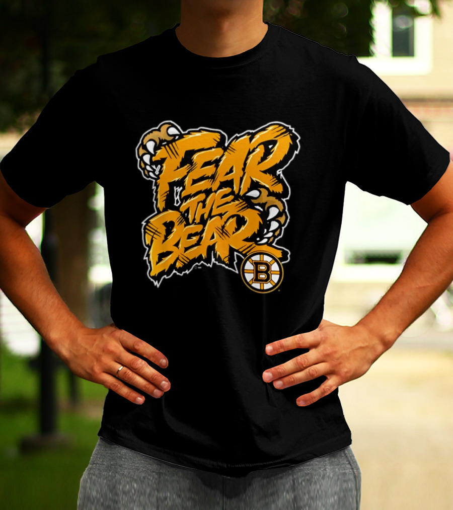 Boston Bruins Fear The Bear Claw Graphic With Team T-Shirt