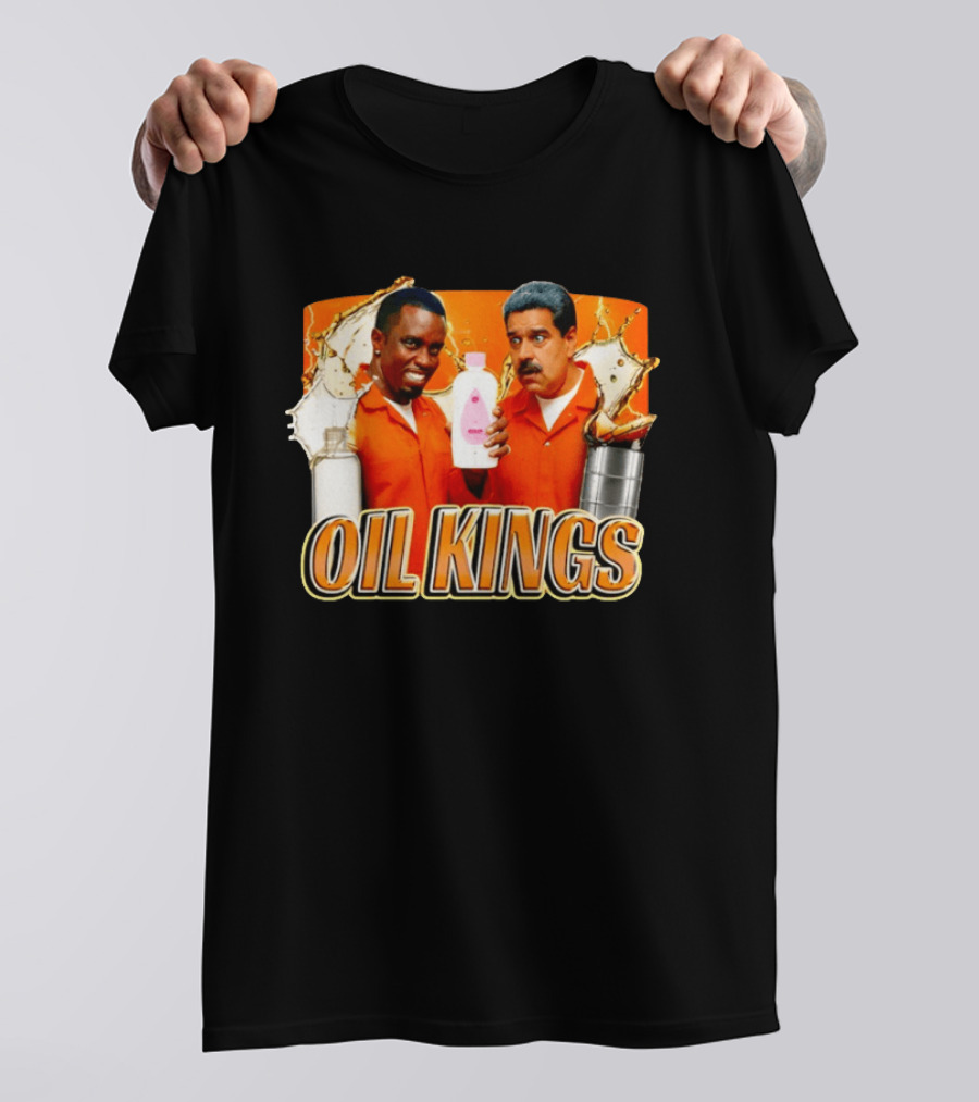 OIL KINGS Diddy Vs Nicolas Maduro Orange Bottles Humor T-Shirt