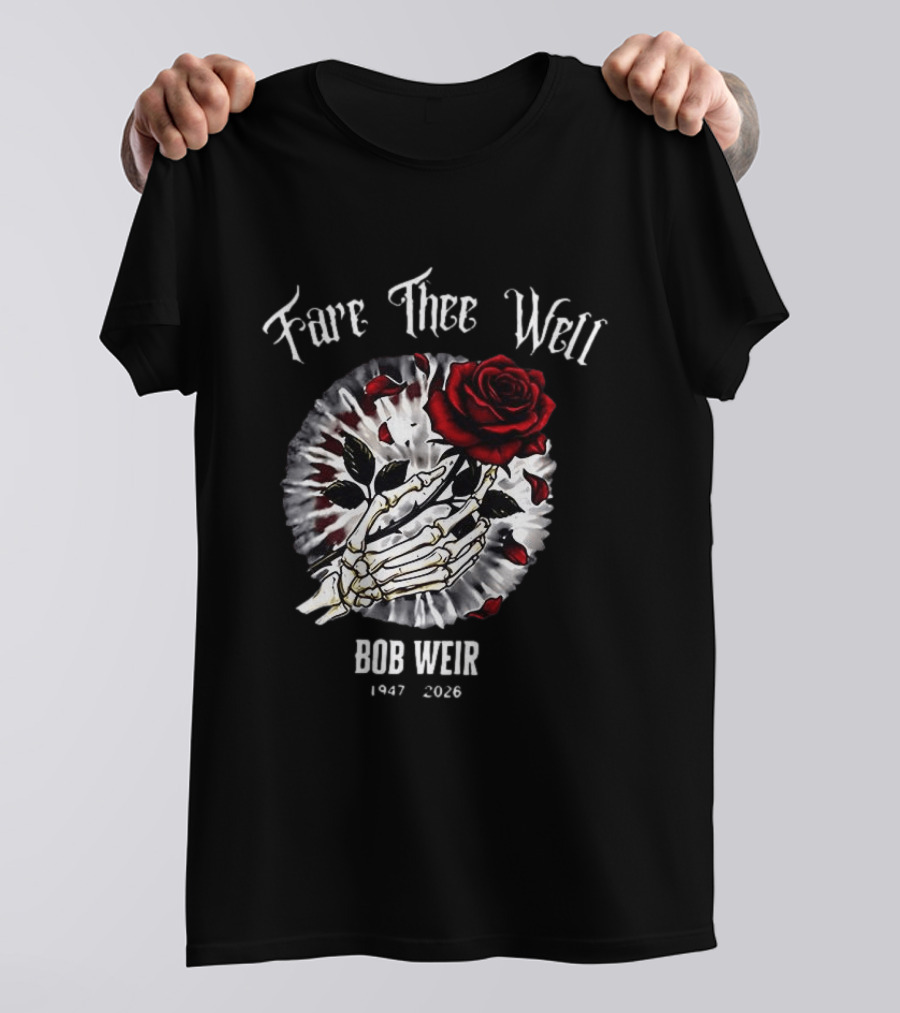 Fare Thee Well Bob Weir Rose Skull 1947 2026 T-Shirt