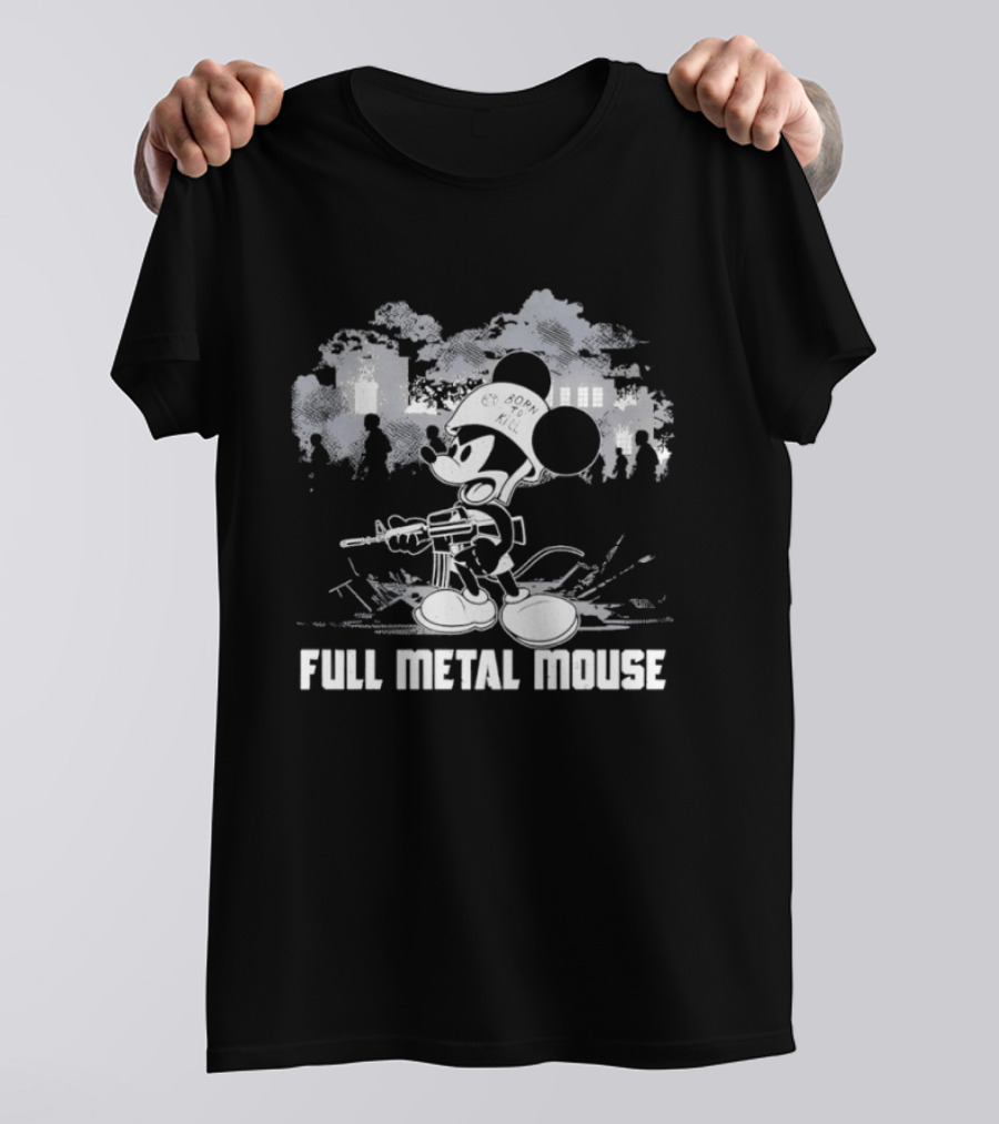 Full Metal Mouse Military Cartoon Character In Action T-Shirt