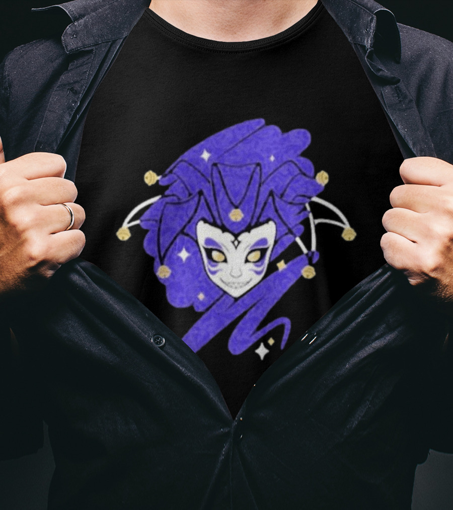 Jabroni Mike Veneto Mask Jester Head Blue Swirl T-Shirt