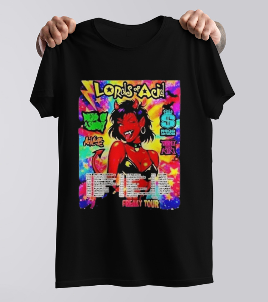 Lords Of Acid Cheeky Freaky Tour 2026 Dead On A Sunday Princess Superstar Tony Kiki Mz Neon Devilish Art 90s T-Shirt