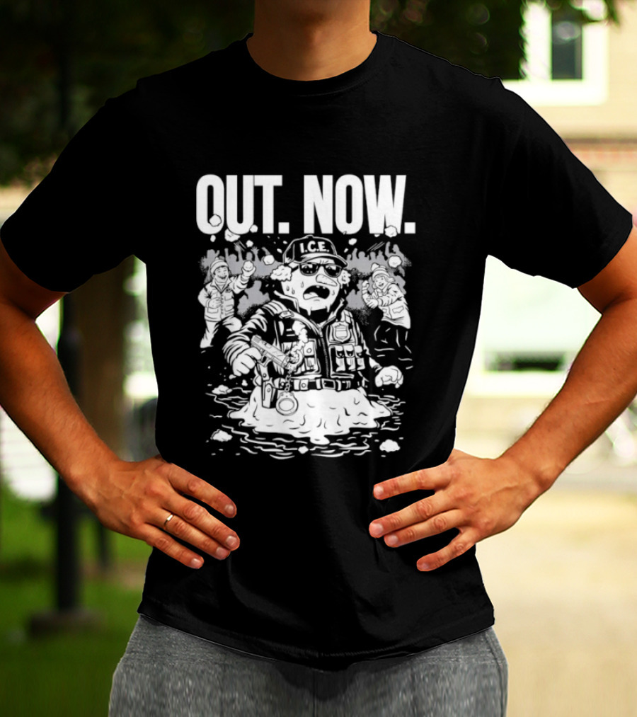 OUT NOW I.C.E. Flooded Streets Political Commentary T-Shirt
