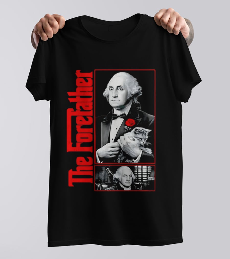 Patriotic George Washington Forefather The American Godfather Cat T-Shirt