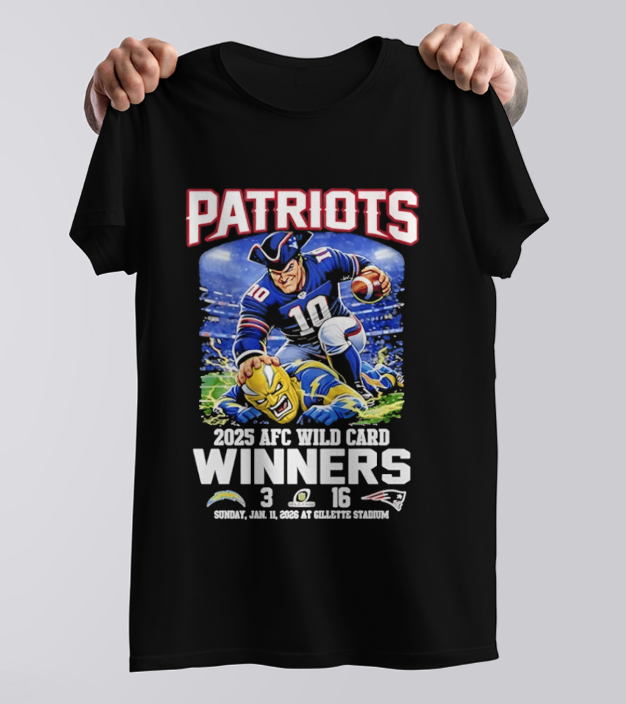 Patriots 2025 AFC Wild Card Winners Victory Celebration January 12 Gillette Stadium T-Shirt