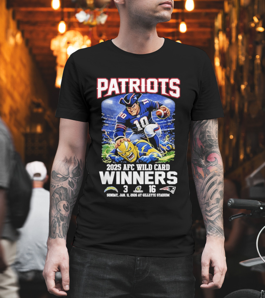 Patriots 2025 AFC Wild Card Winners Victory Celebration January 12 Gillette Stadium T-Shirt
