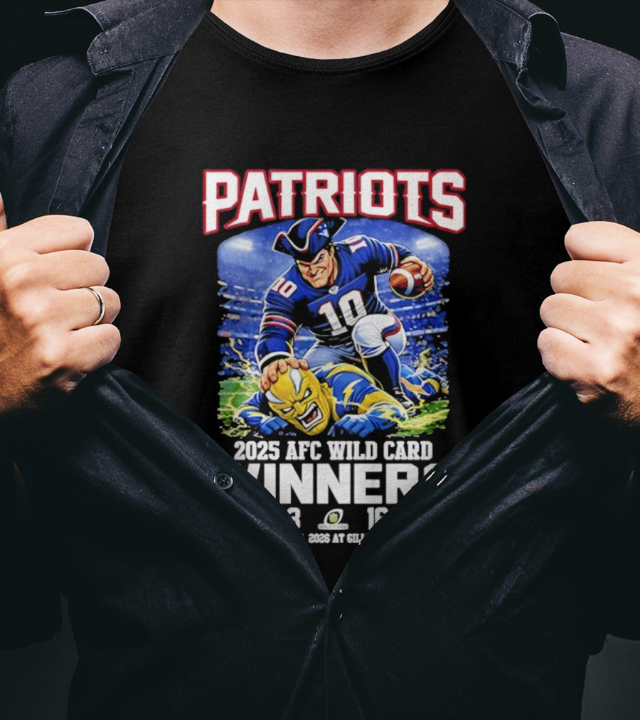 Patriots 2025 AFC Wild Card Winners Victory Celebration January 12 Gillette Stadium T-Shirt