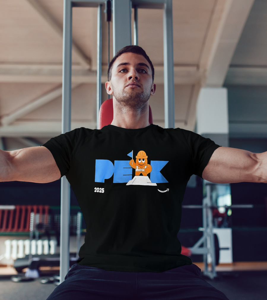 Peak 2025 Construction Character Holding Flag T-Shirt