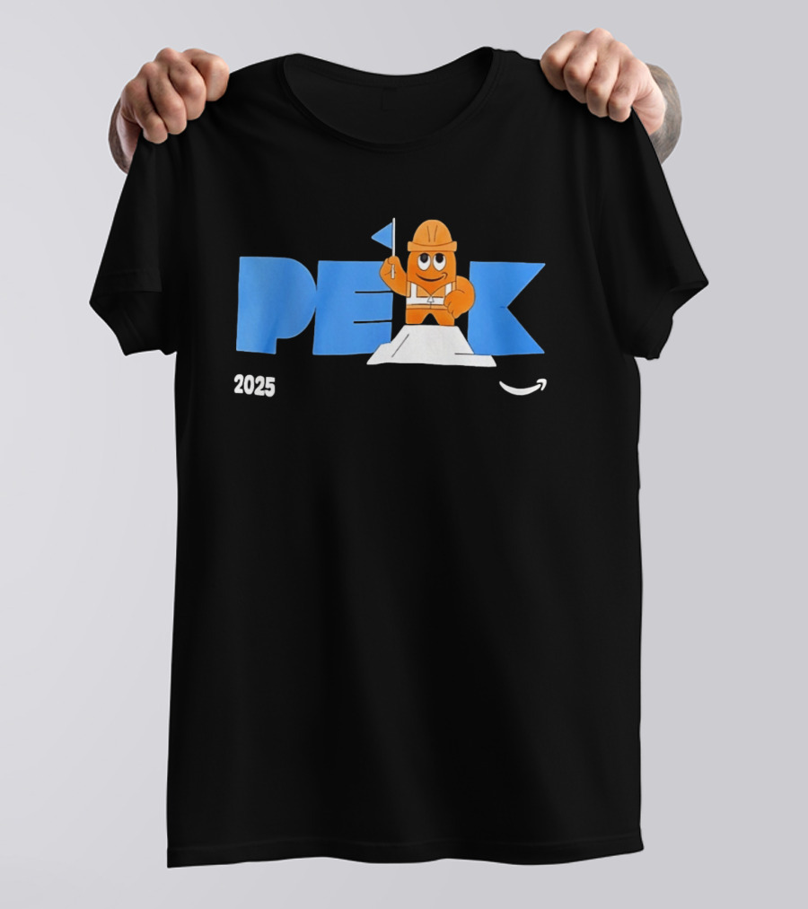 Peak 2025 Construction Character Holding Flag T-Shirt