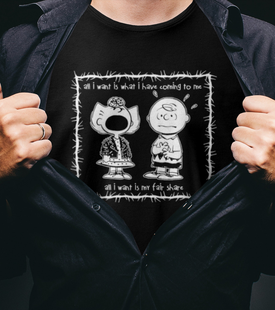 Peanuts All I Want Is What I Have Coming To Me All I Want Is My Fair Share Charlie Brown Lucy T-Shirt